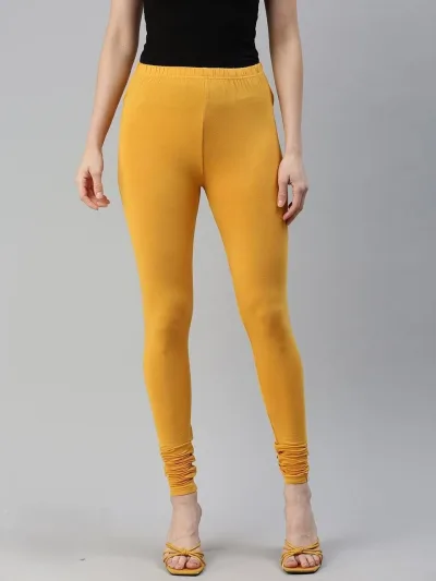 Cotton Lycra   Prisma Bottle Green Churidar Leggings.